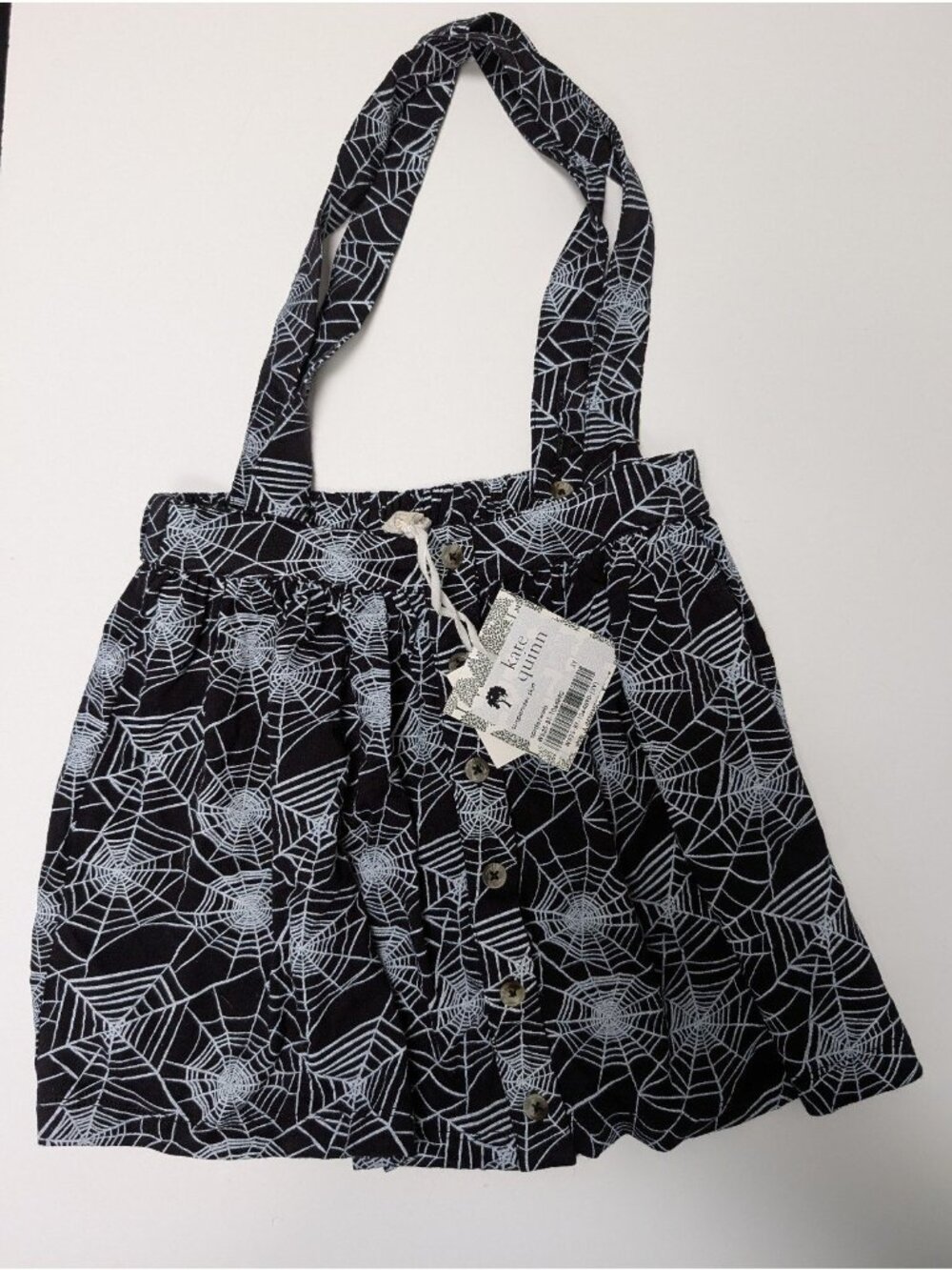Kate Quinn Spiderweb Suspenders Skirt 5Y Spooky Halloween Bamboo Black White